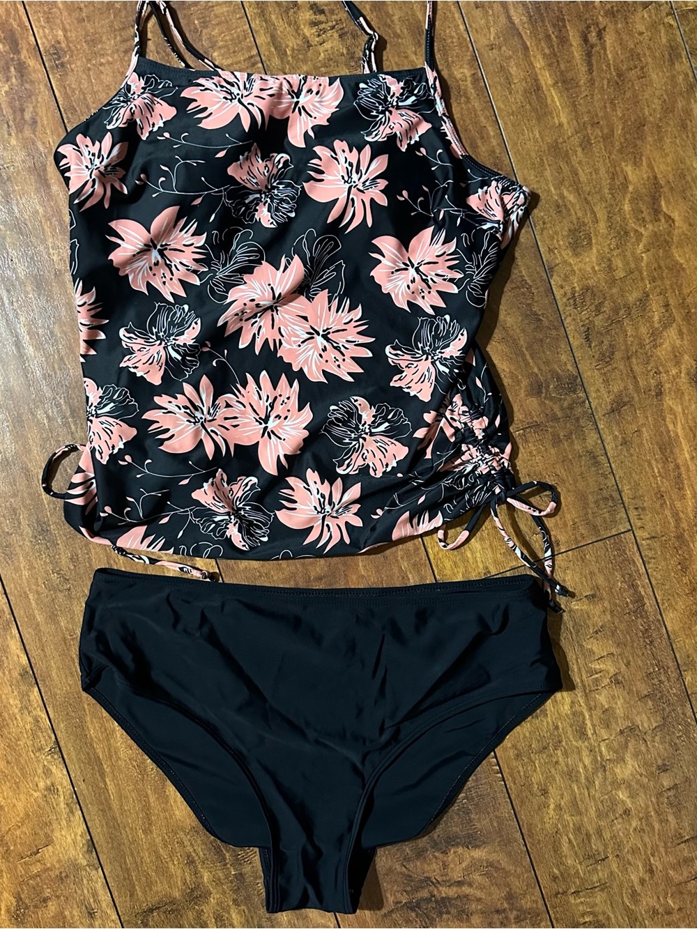 Women’s Black & Pink Floral Tankini Swimsuit